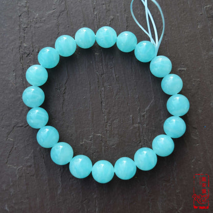 9 mm Amazonite Beaded Bracelet - Natural Light Blue Green Bracelet 【Grade A】