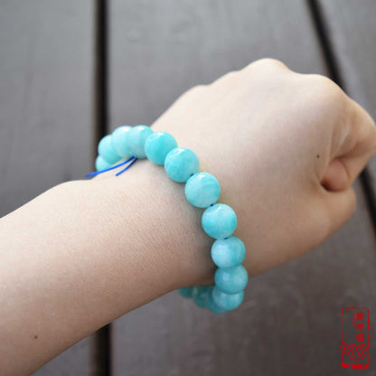 11 mm Amazonite Beaded Bracelet - Natural Light Blue Bracelet 【Grade A】