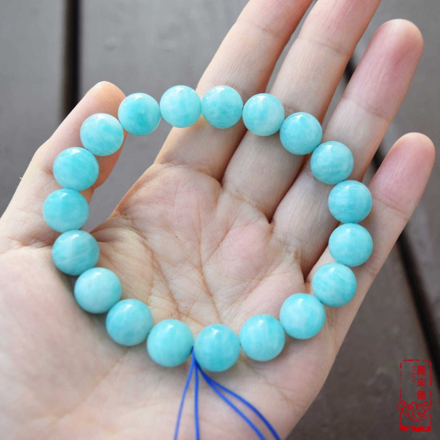 11 mm Amazonite Beaded Bracelet - Natural Light Blue Bracelet 【Grade A】