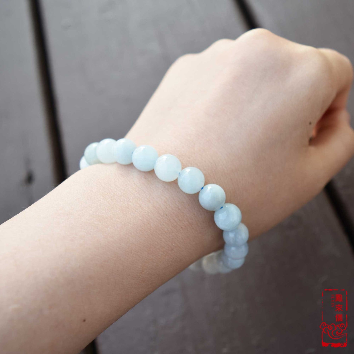 8 / 10 mm Aquamarine Beaded Bracelet - Natural Light Blue Quartz Bracelet 【Grade A】