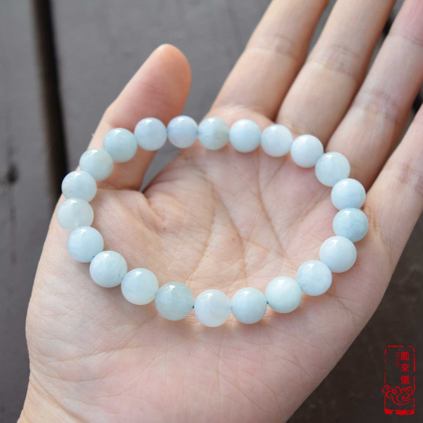 8 / 10 mm Aquamarine Beaded Bracelet - Natural Light Blue Quartz Bracelet 【Grade A】