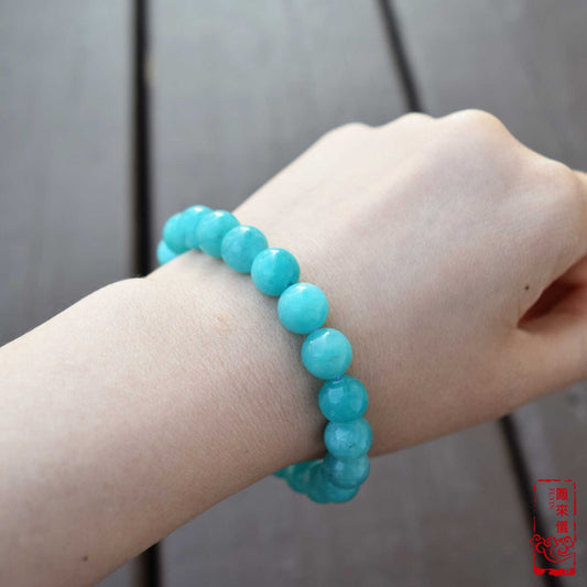 9 mm Amazonite Beaded Bracelet - Natural Blue Green Bracelet 【Grade A】