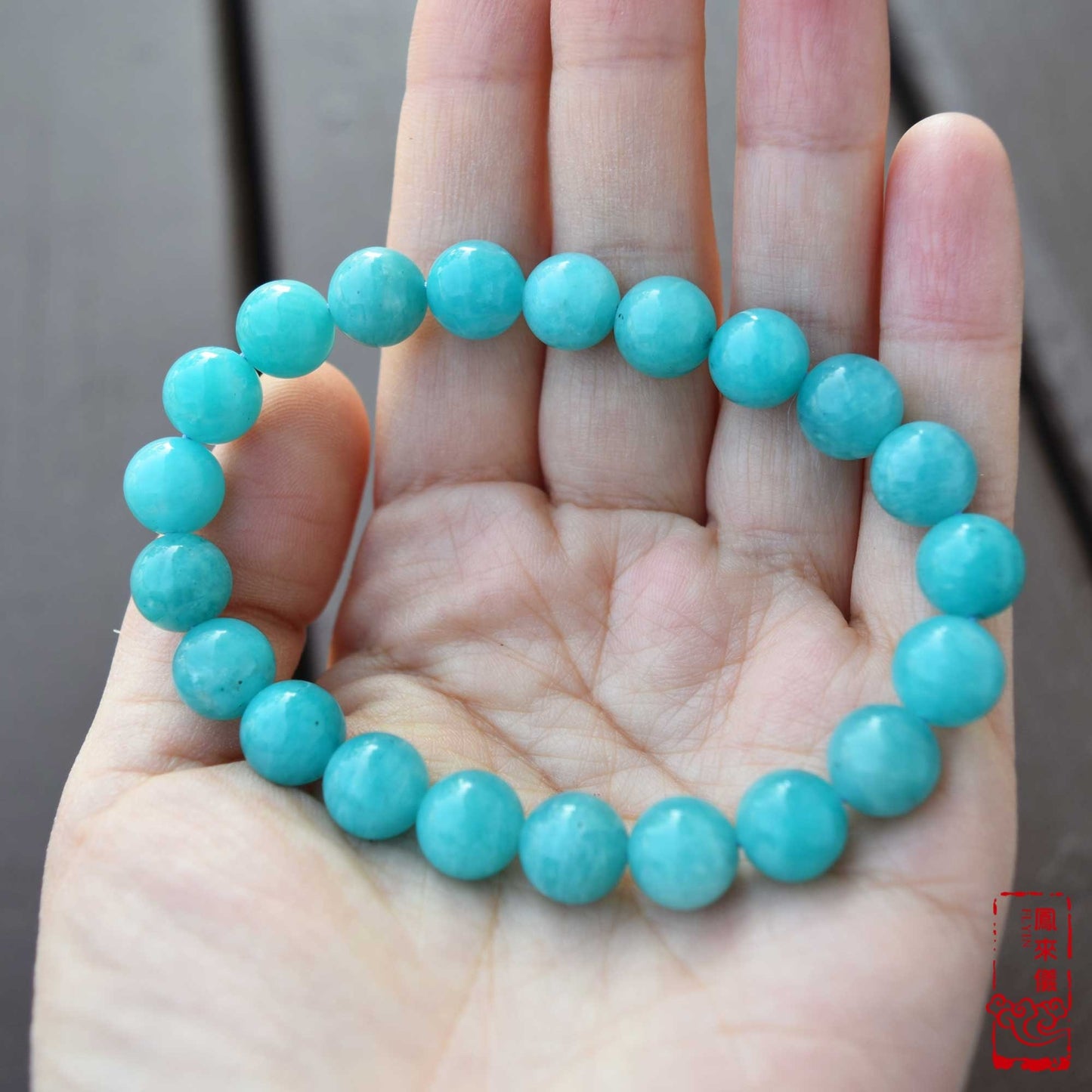 9 mm Amazonite Beaded Bracelet - Natural Blue Green Bracelet 【Grade A】