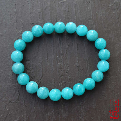 9 mm Amazonite Beaded Bracelet - Natural Blue Green Bracelet 【Grade A】