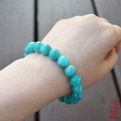 10 mm Amazonite Beaded Bracelet - Natural Blue Green Bracelet 【Grade A】