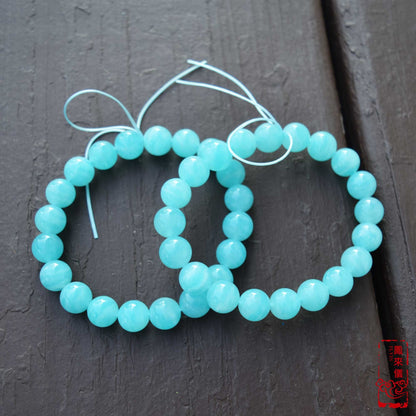 9 mm Amazonite Beaded Bracelet - Natural Light Blue Green Bracelet 【Grade A】