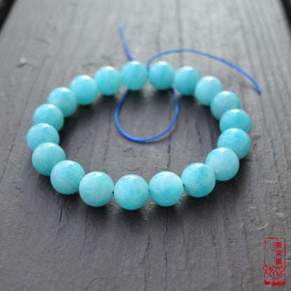 11 mm Amazonite Beaded Bracelet - Natural Light Blue Bracelet 【Grade A】