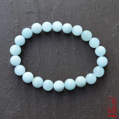 8 / 10 mm Aquamarine Beaded Bracelet - Natural Light Blue Quartz Bracelet 【Grade A】