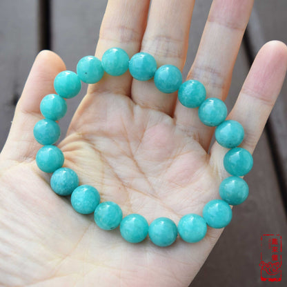 10 mm Amazonite Beaded Bracelet - Natural Blue Green Bracelet 【Grade A】
