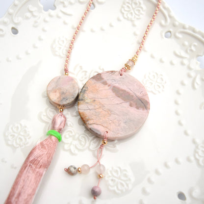 Couple Cats Rhodonite Tassel Accessory - Chinese Bag/Car/Waist Hanging Accessory