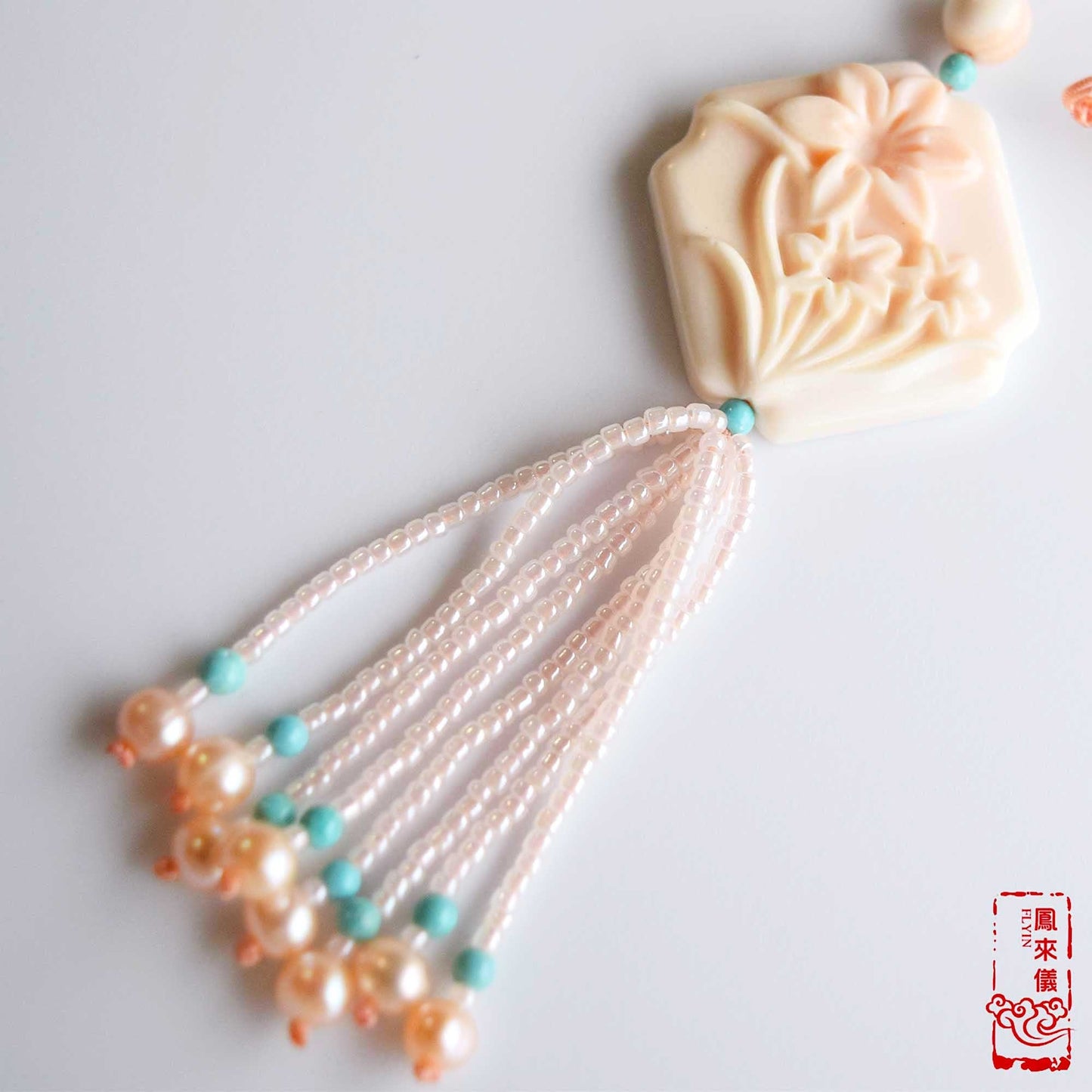 Orchid Princess Pendant Long Necklace - Queen Conch Shell