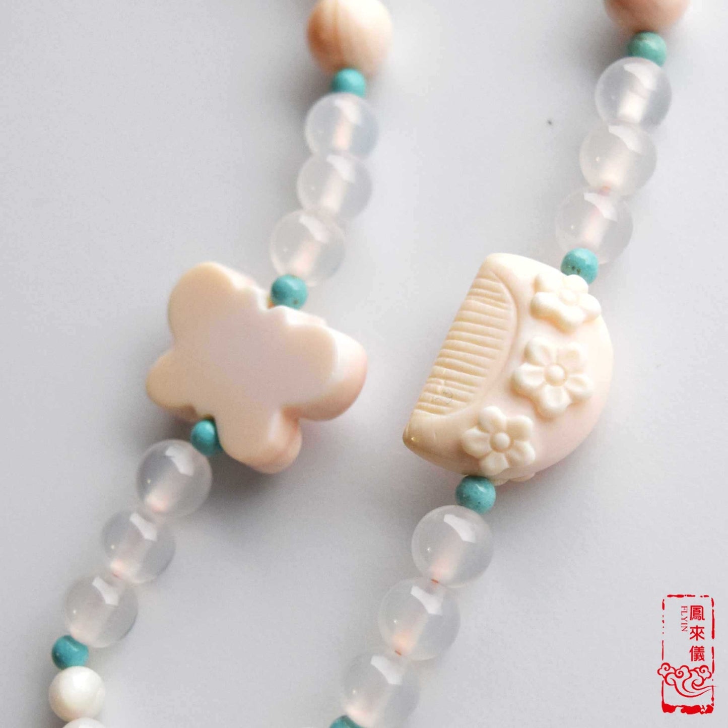 Orchid Princess Pendant Long Necklace - Queen Conch Shell