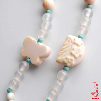 Orchid Princess Pendant Long Necklace - Queen Conch Shell