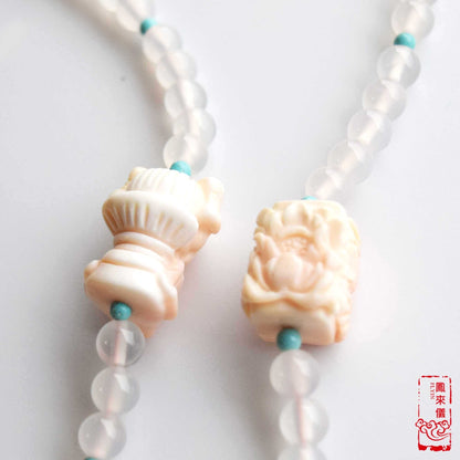 Orchid Princess Pendant Long Necklace - Queen Conch Shell