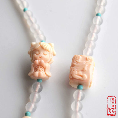 Orchid Princess Pendant Long Necklace - Queen Conch Shell