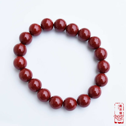 6 8 10 12 mm Cinnabar Beaded Bracelet - Stretchy Red Beads Bracelet 紫金砂
