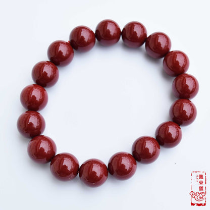 6 8 10 12 mm Cinnabar Beaded Bracelet - Stretchy Red Beads Bracelet 紫金砂
