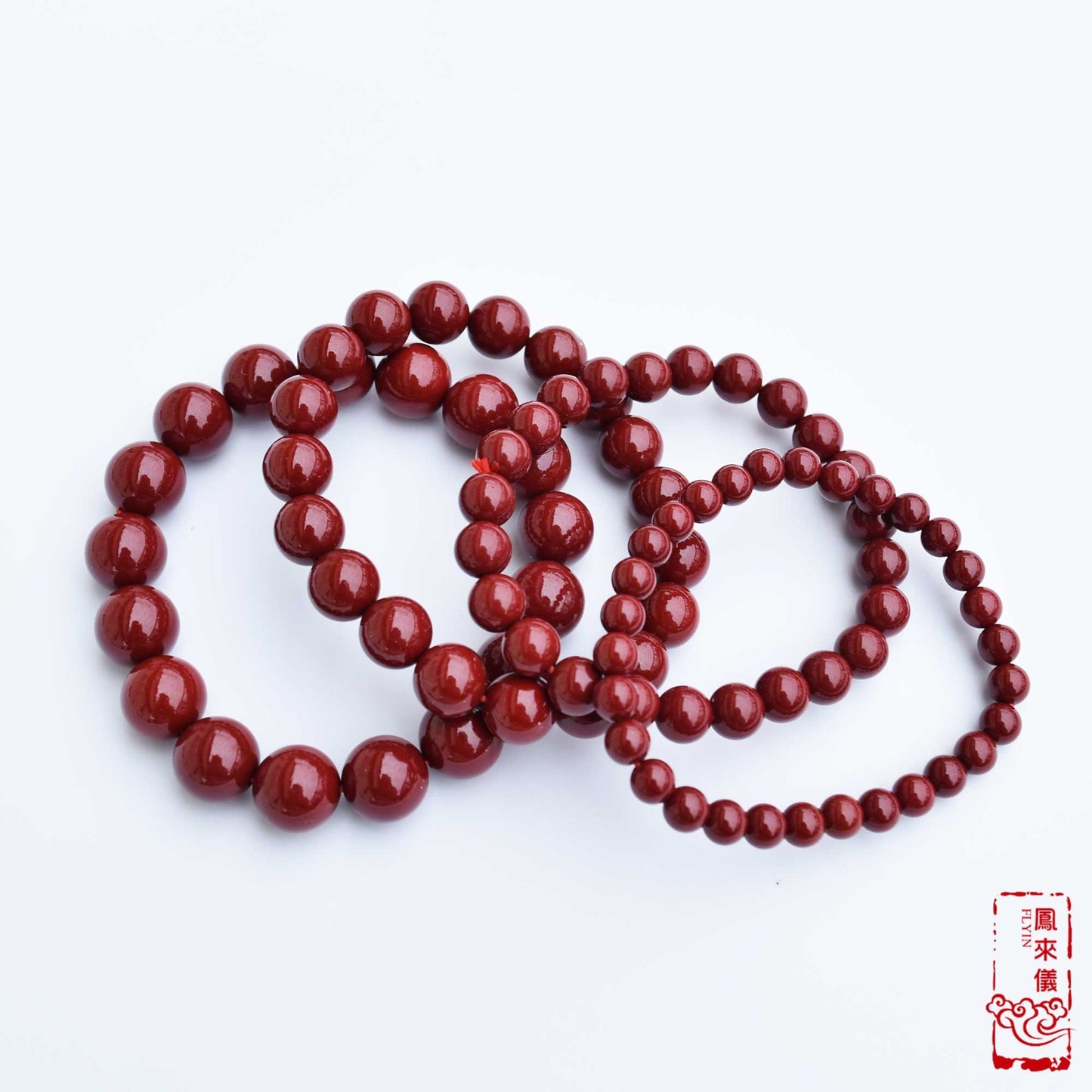 6 8 10 12 mm Cinnabar Beaded Bracelet - Stretchy Red Beads Bracelet 紫金砂