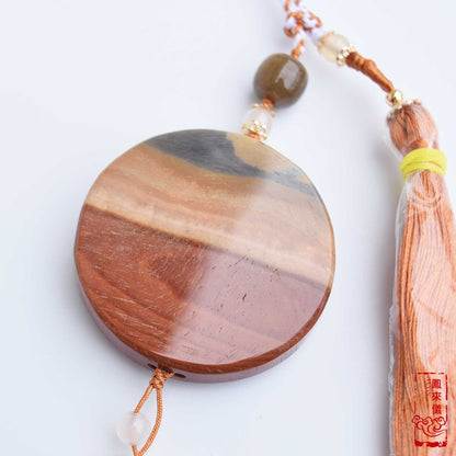 Flower Bird Ornament - Bag Charm Tassel - Ocean Jasper 海洋石