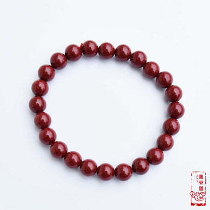 6 8 10 12 mm Cinnabar Beaded Bracelet - Stretchy Red Beads Bracelet 紫金砂