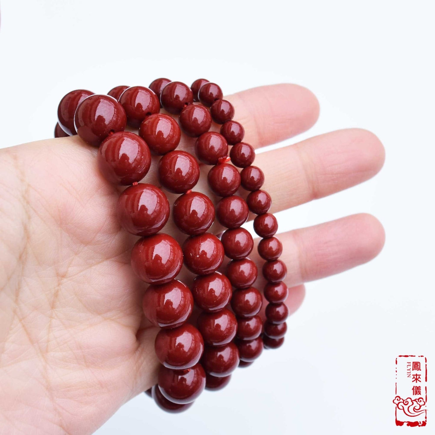 6 8 10 12 mm Cinnabar Beaded Bracelet - Stretchy Red Beads Bracelet 紫金砂