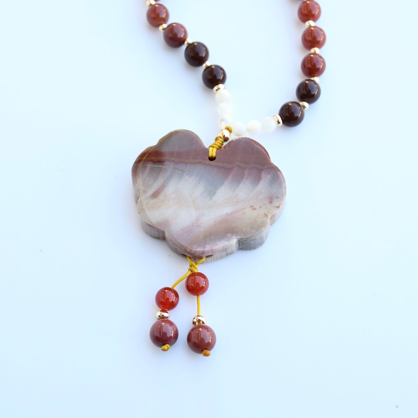 Flora Lock Necklace - Red Agate Jasper