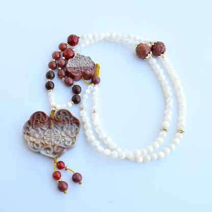 Flora Lock Necklace - Red Agate Jasper