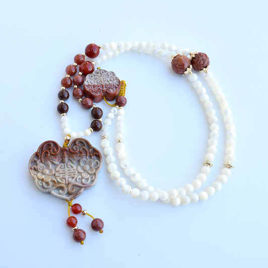 Flora Lock Necklace - Red Agate Jasper