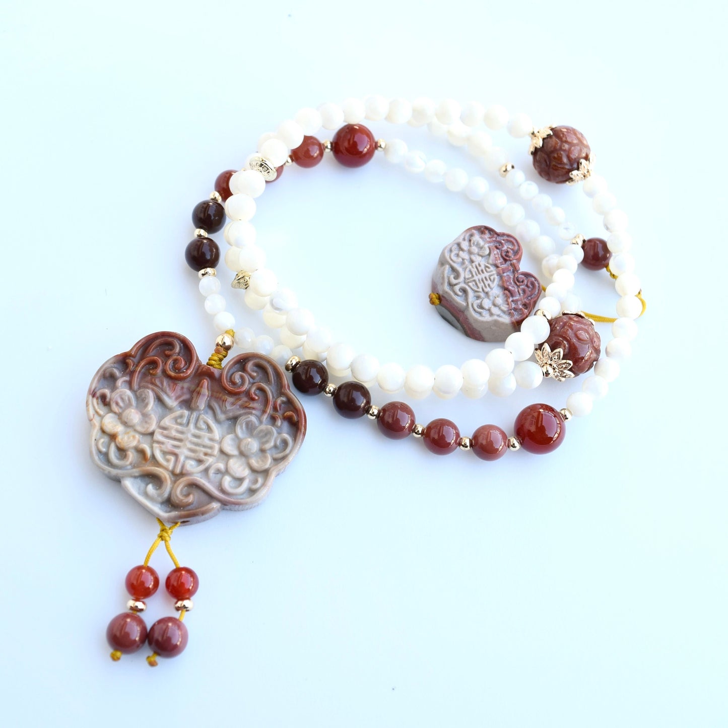 Flora Lock Necklace - Red Agate Jasper