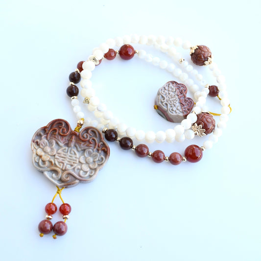 Flora Lock Necklace - Red Agate Jasper