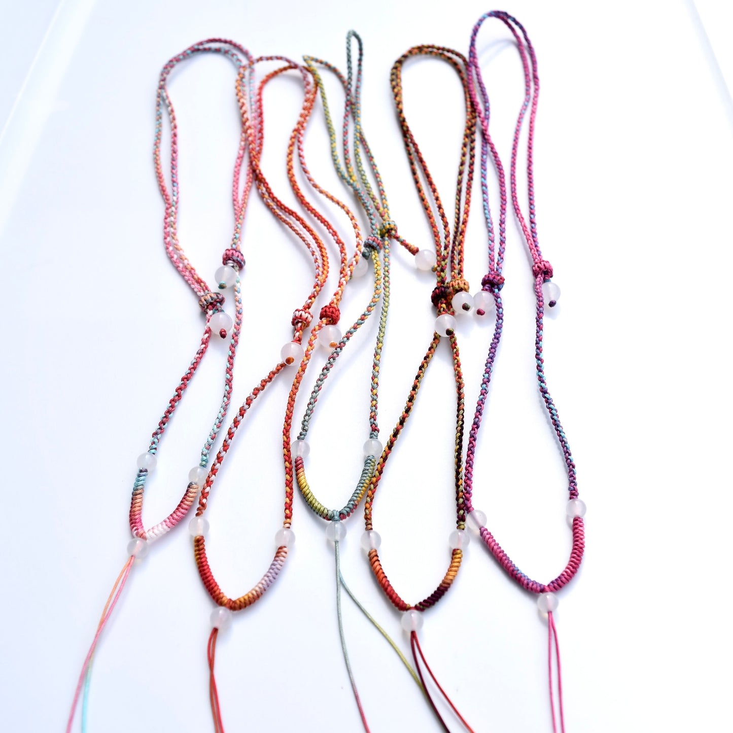 Colorful Lucky Cords Knot Braided Necklace - Adjustable Rope Lanyard