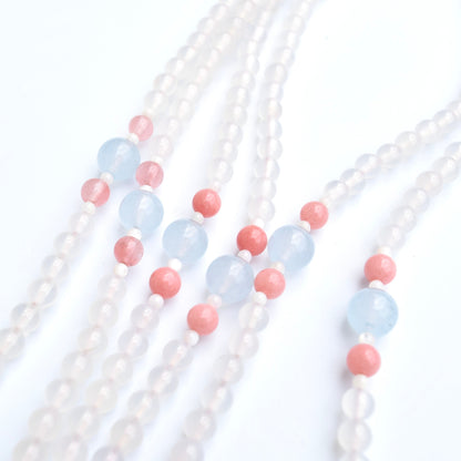 Square Ruyi 如意 Jade Pendant Necklace - Pink Stone