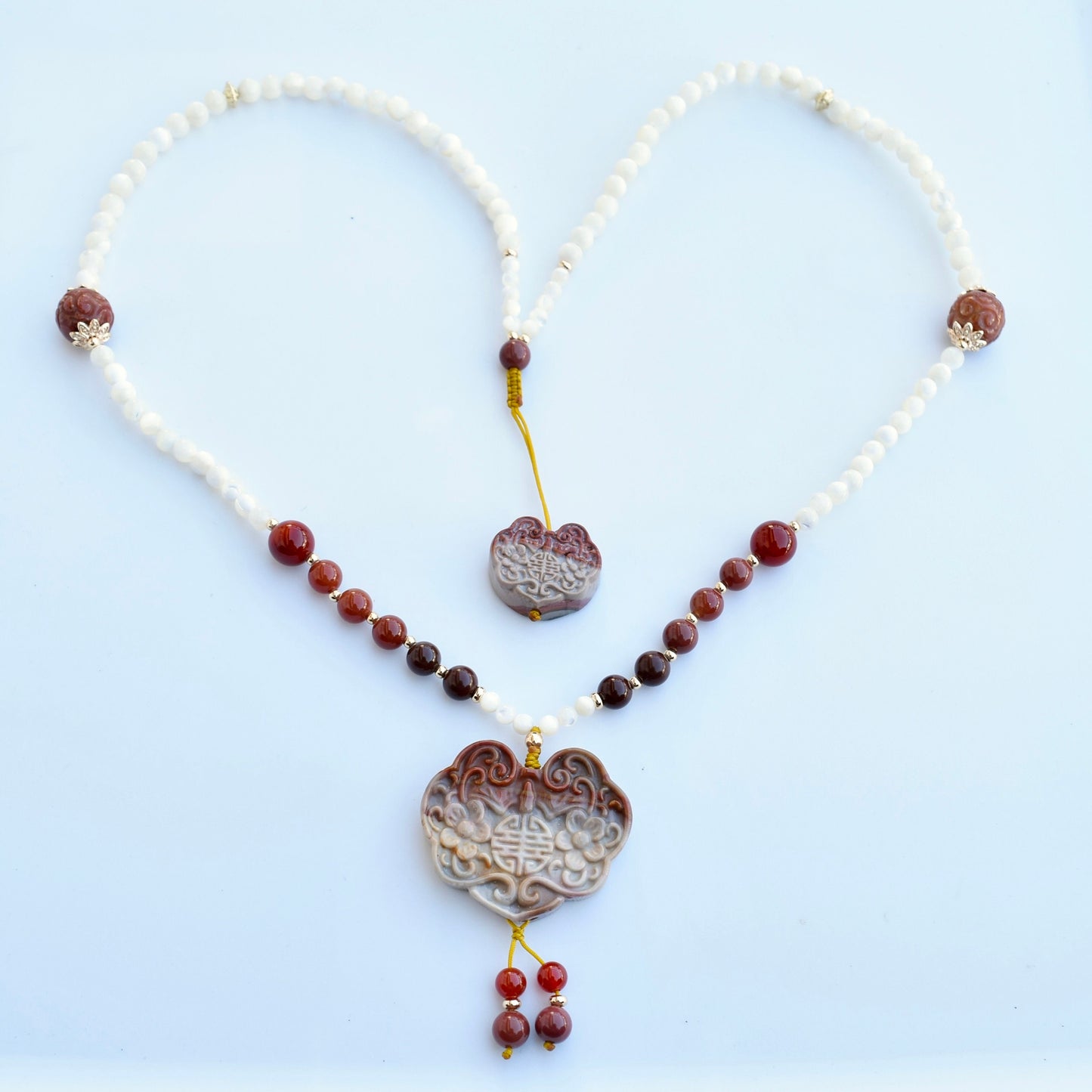 Flora Lock Necklace - Red Agate Jasper