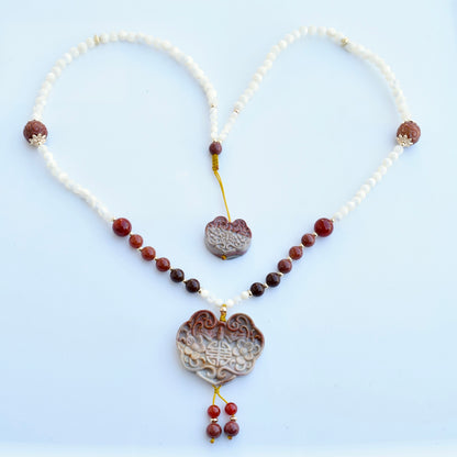 Flora Lock Necklace - Red Agate Jasper