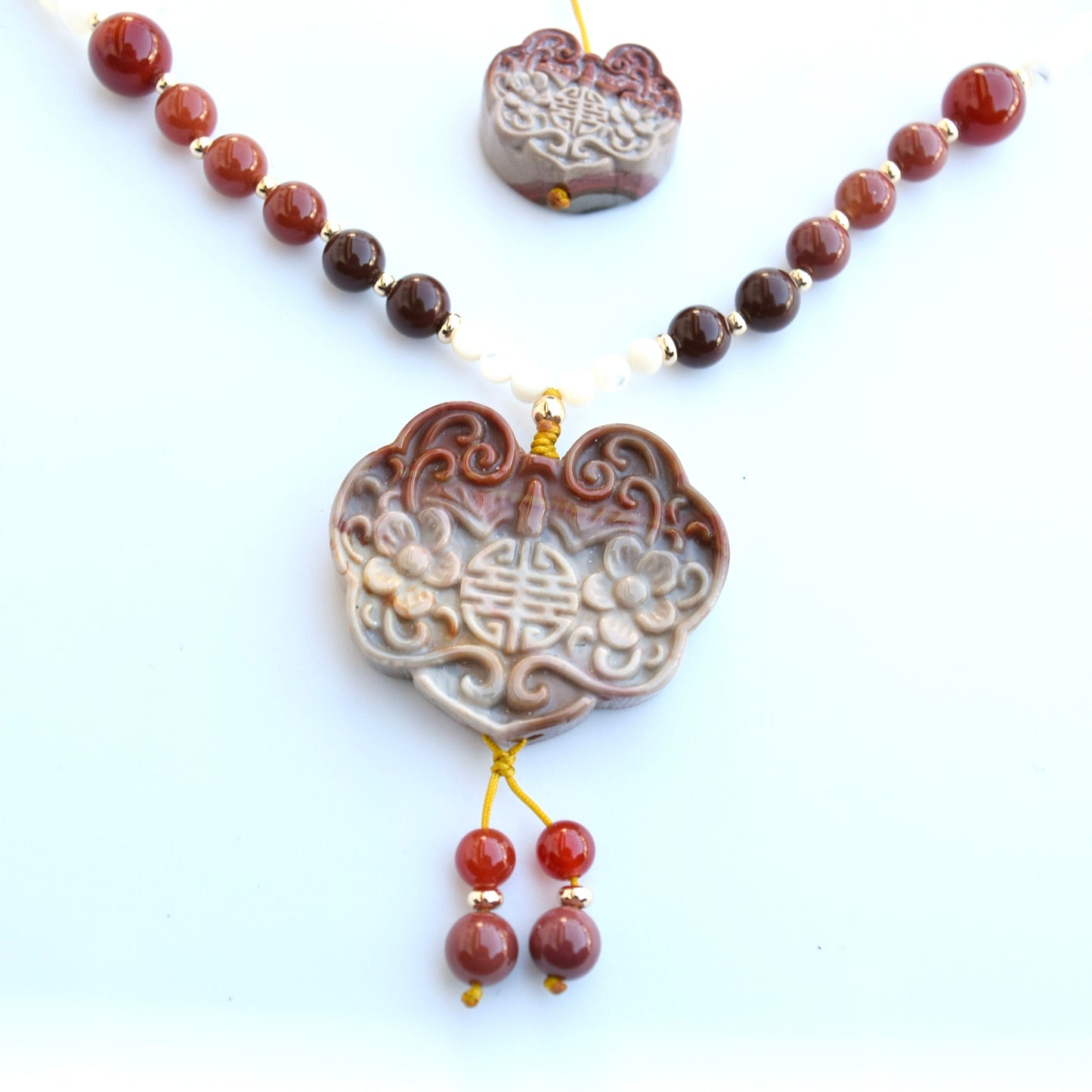 Flora Lock Necklace - Red Agate Jasper