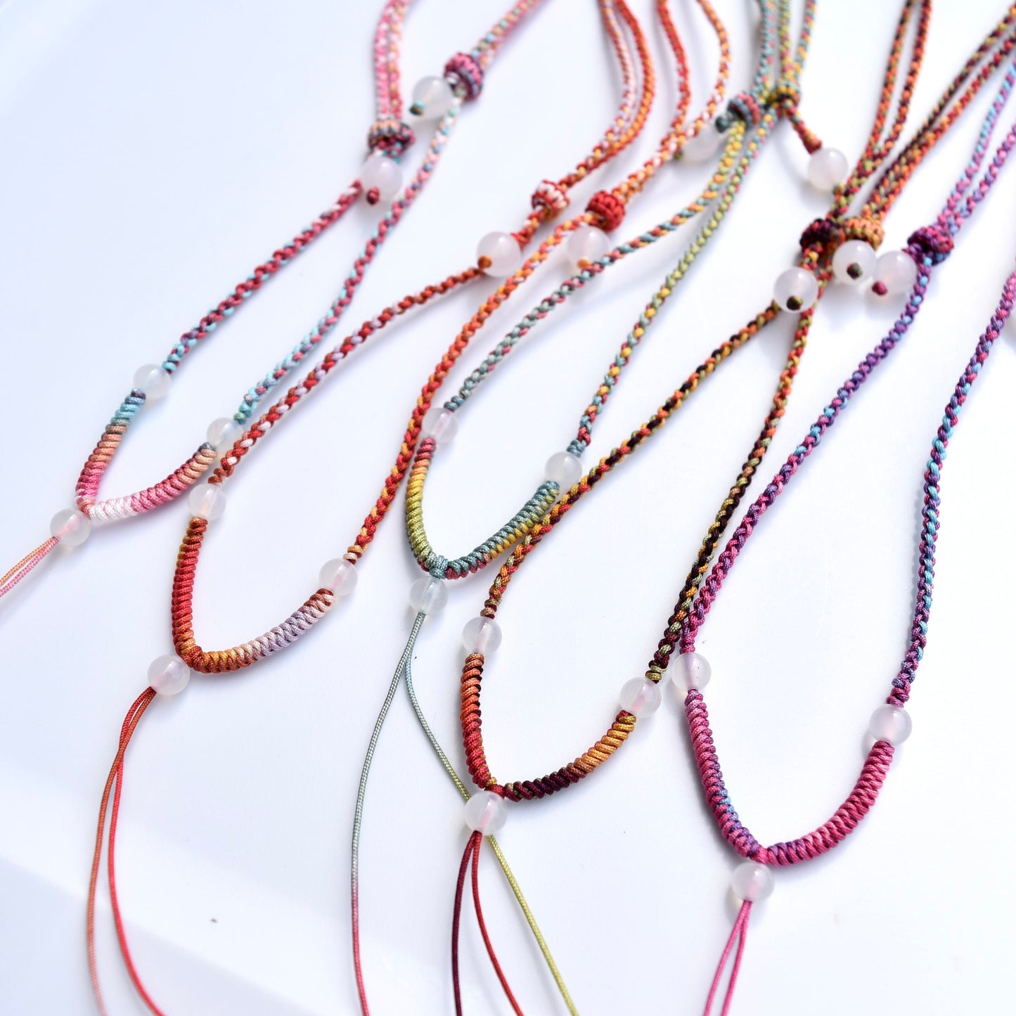 Colorful Lucky Cords Knot Braided Necklace - Adjustable Rope Lanyard