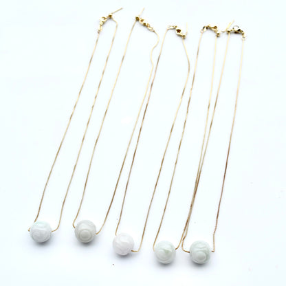 Jadeite Lucky Bead Necklace - Gold Tone Stainless Steel Necklace