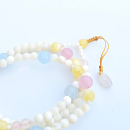 Orange Jade Butterfly Pendant Shell Necklace - Pink Aventurine - Long Necklace