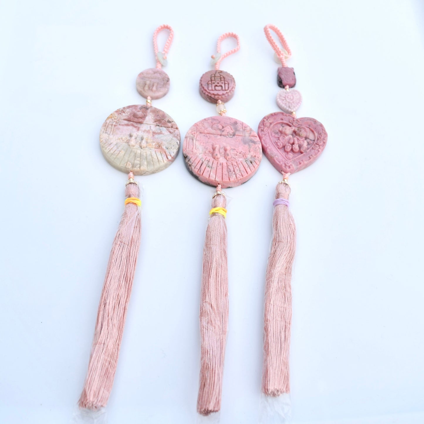 Cats Bear Rhodonite Pendant Tassel - Bag Car Charm - Ornament Accessory