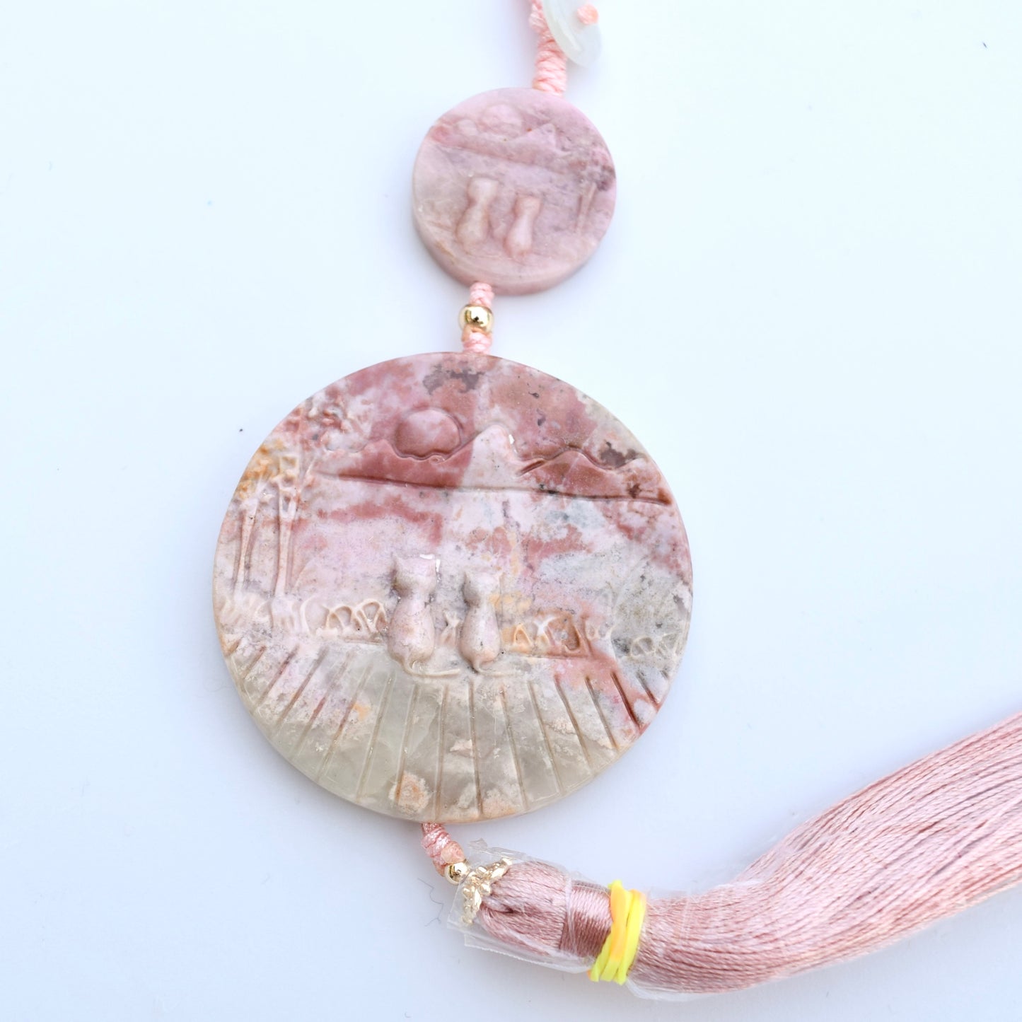 Cats Bear Rhodonite Pendant Tassel - Bag Car Charm - Ornament Accessory