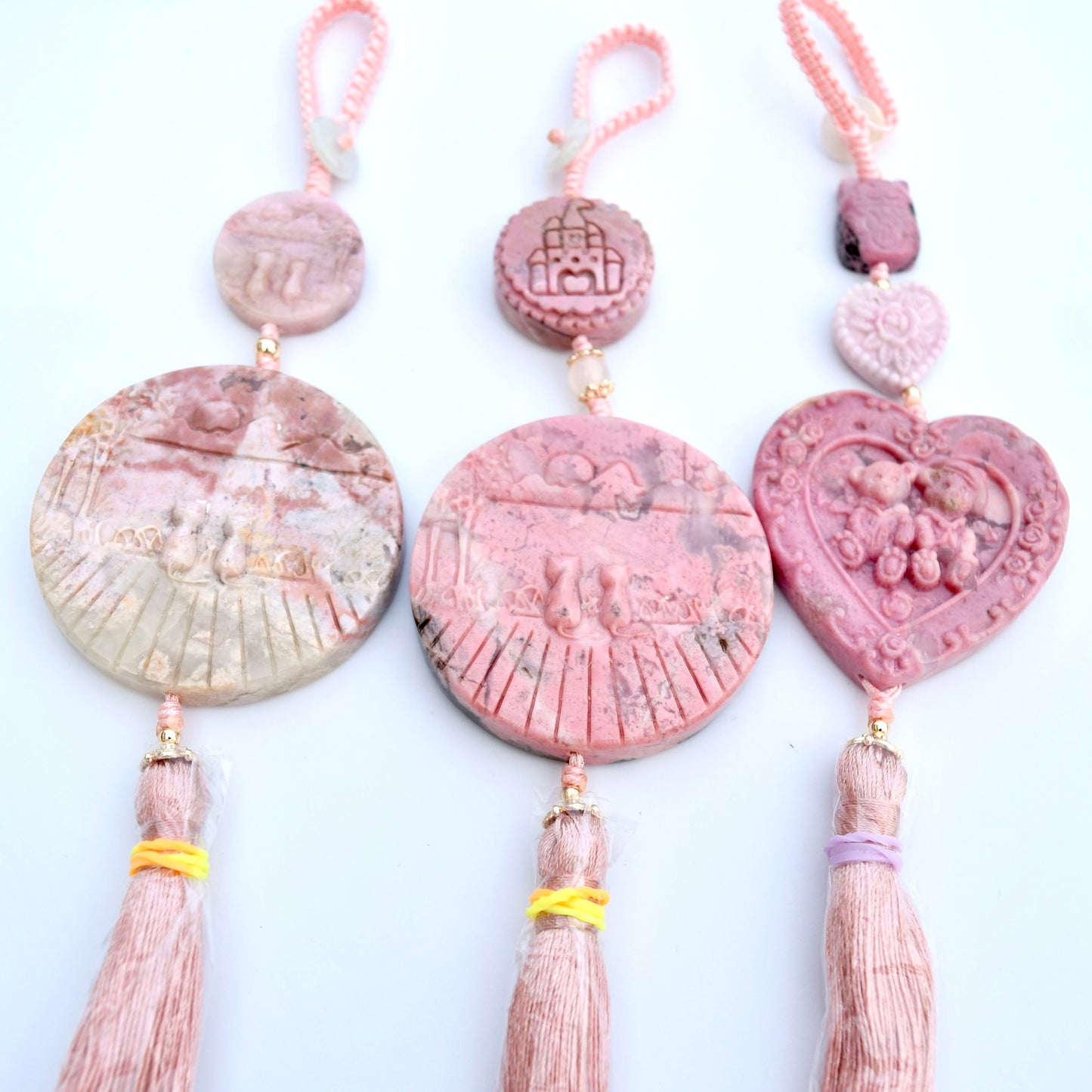 Cats Bear Rhodonite Pendant Tassel - Bag Car Charm - Ornament Accessory