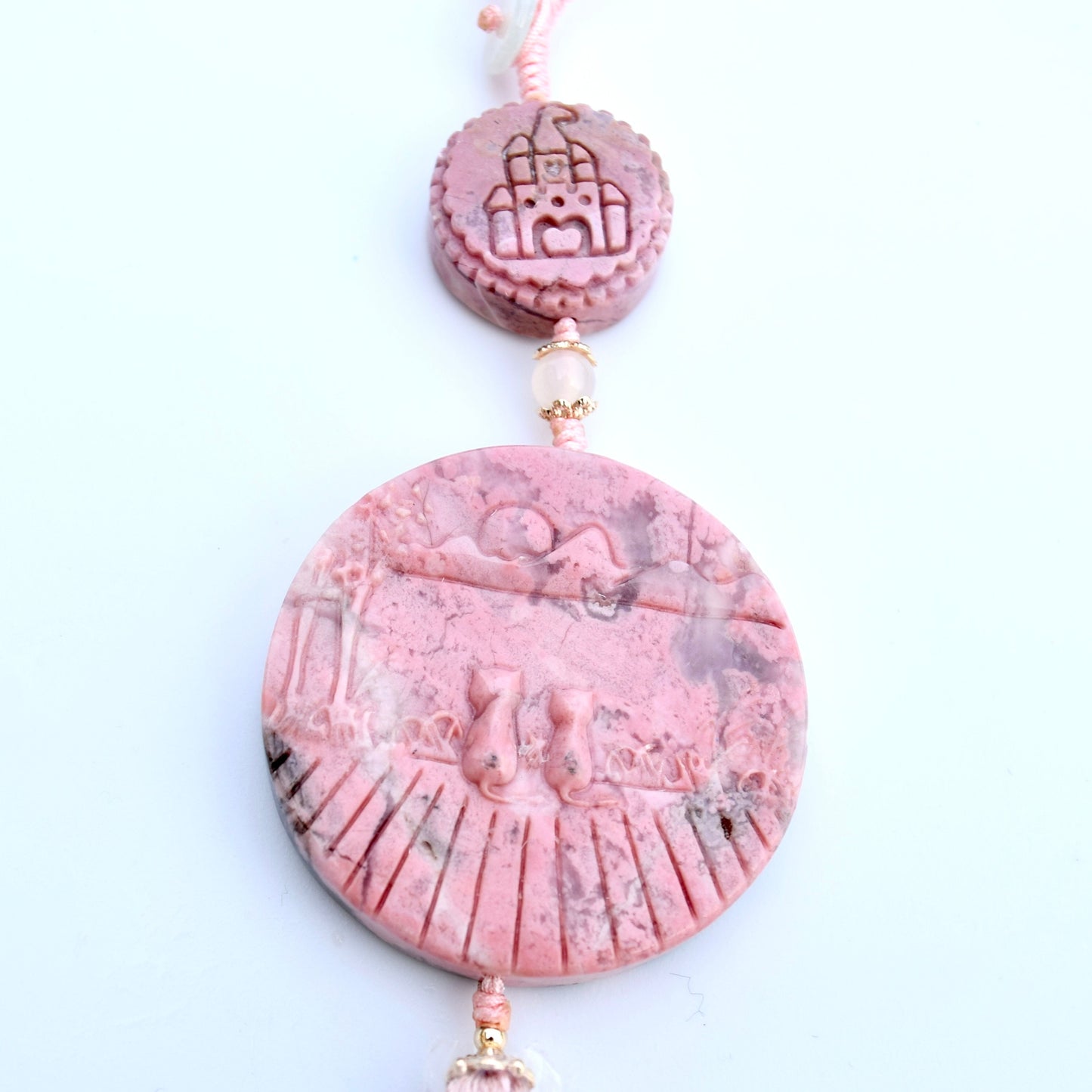 Cats Bear Rhodonite Pendant Tassel - Bag Car Charm - Ornament Accessory