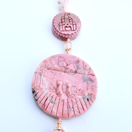Cats Bear Rhodonite Pendant Tassel - Bag Car Charm - Ornament Accessory