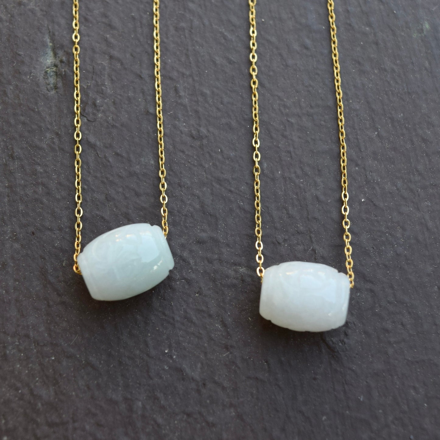 Green Jadeite Good Fortune Bead Necklace - Stainless Steel Chain 轉運珠