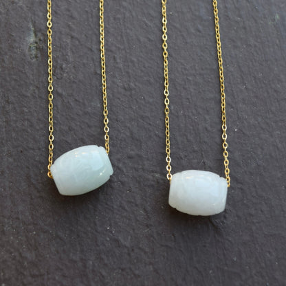 Green Jadeite Good Fortune Bead Necklace - Stainless Steel Chain 轉運珠