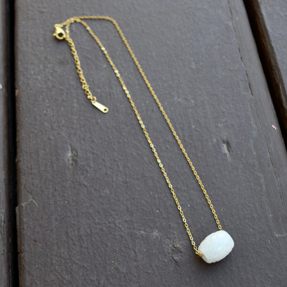 Green Jadeite Good Fortune Bead Necklace - Stainless Steel Chain 轉運珠