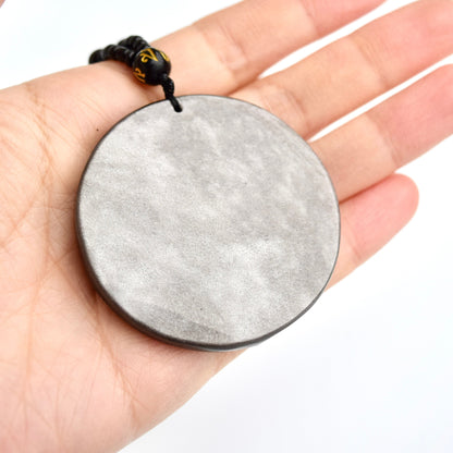 Silver Obsidian Dragon Pendant Necklace - Chinese Zodiac Beaded Necklace