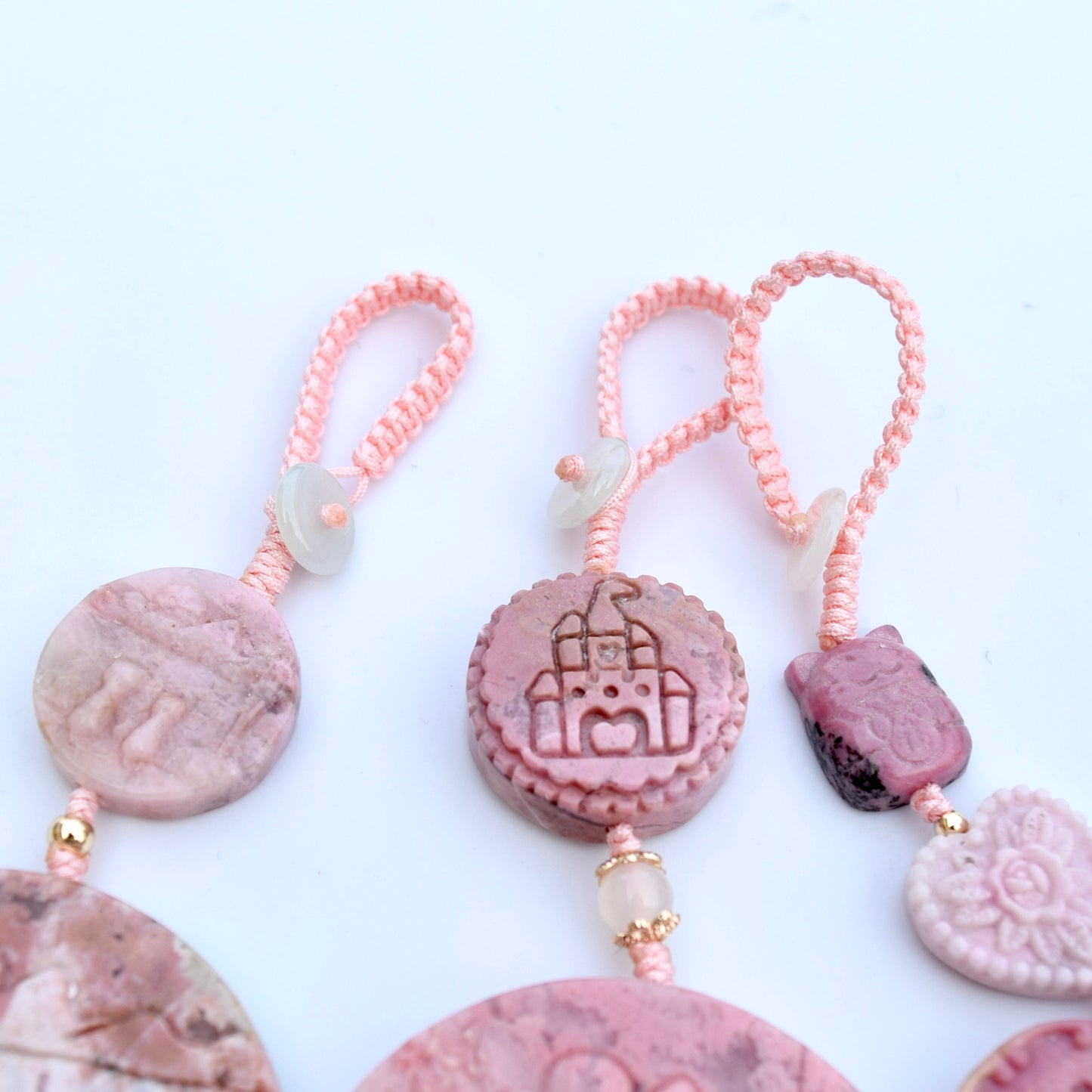 Cats Bear Rhodonite Pendant Tassel - Bag Car Charm - Ornament Accessory