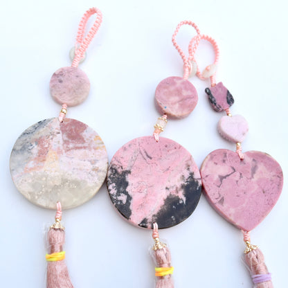 Cats Bear Rhodonite Pendant Tassel - Bag Car Charm - Ornament Accessory