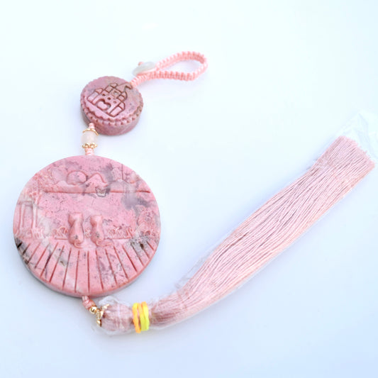 Cats Bear Rhodonite Pendant Tassel - Bag Car Charm - Ornament Accessory